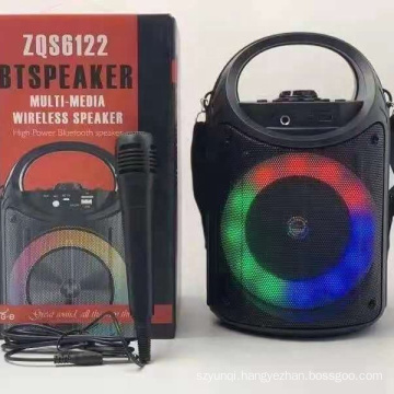 ZQS6122 New Style Mobile 4 Inch Outdoor Party Portable Ktvt Trolley Speaker With Led Light